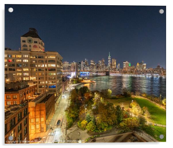 Manhattan Bridge View Acrylic by Benjamin Brewty