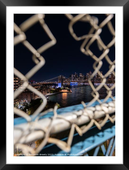 Manhattan Skyline Manhattan Bridge Framed Mounted Print by Benjamin Brewty