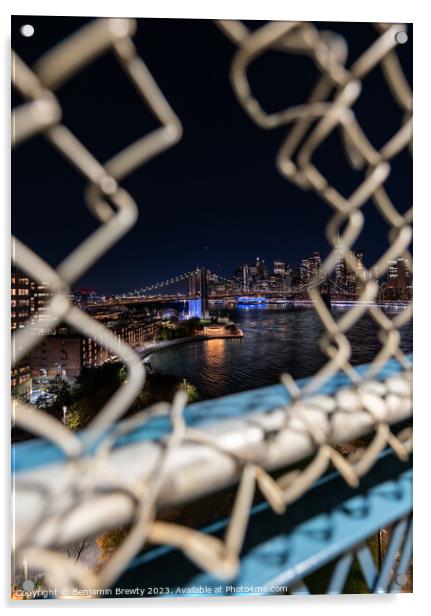 Manhattan Skyline Manhattan Bridge Acrylic by Benjamin Brewty