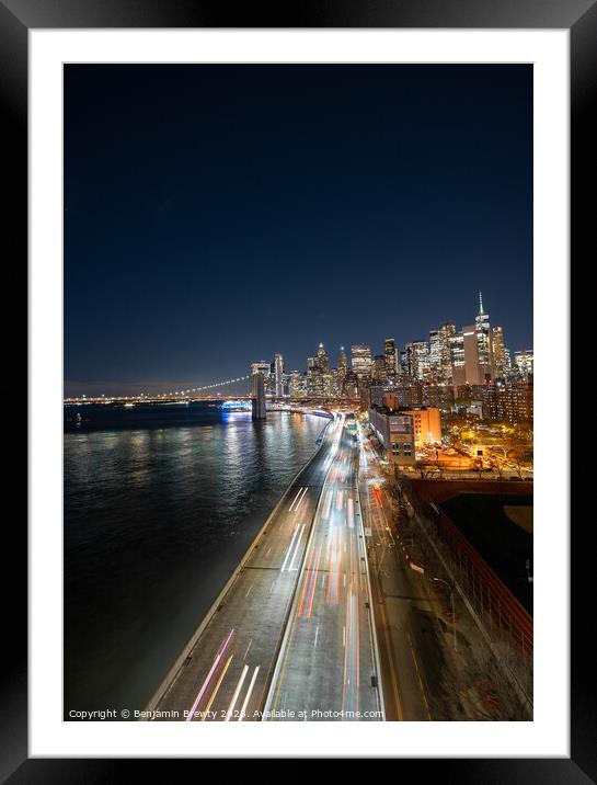 Manhattan Bridge Long Exposure  Framed Mounted Print by Benjamin Brewty