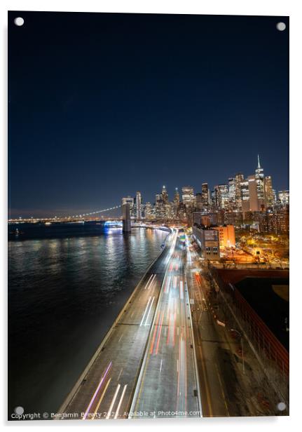 Manhattan Bridge Long Exposure  Acrylic by Benjamin Brewty