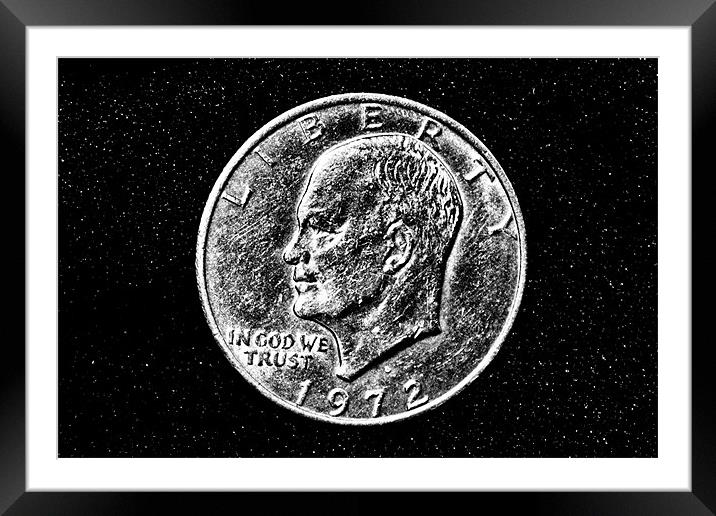 1972  Eisenhower Silver Dollar Framed Mounted Print by Derek Beattie