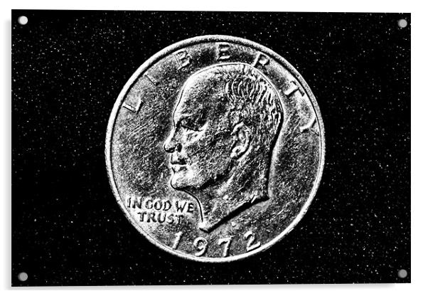 1972  Eisenhower Silver Dollar Acrylic by Derek Beattie