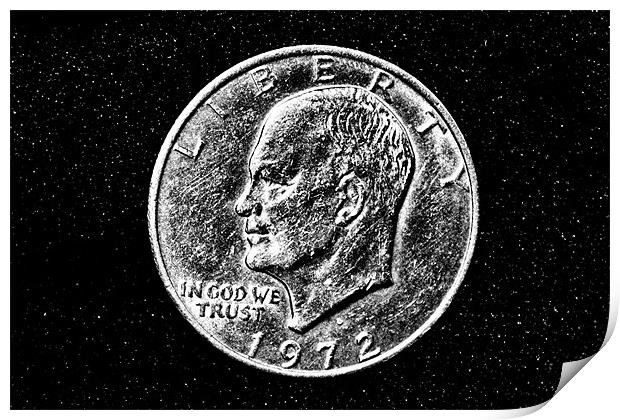 1972  Eisenhower Silver Dollar Print by Derek Beattie
