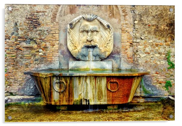 Fontana del mascherone di Santa Sabina Acrylic by Fabrizio Troiani