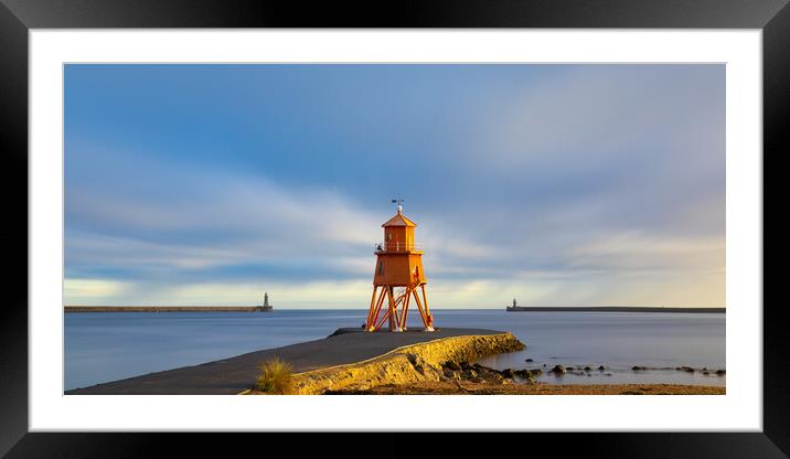 Herd Groyne Lighthouse at Sunrise Framed Mounted Print by Phil Durkin DPAGB BPE4