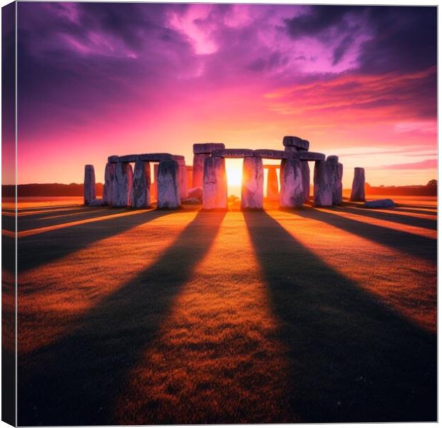 Sunset at stonehenge Canvas Print by Paddy 