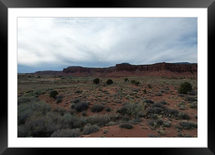 Aerial view of desert and mesas at Torrey Utah Framed Mounted Print by Arun 