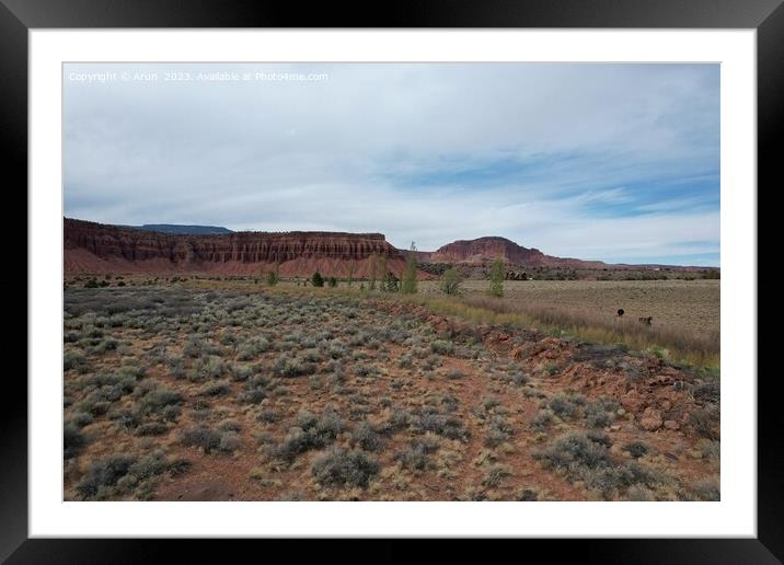 Aerial view of desert and mesas at Torrey Utah Framed Mounted Print by Arun 