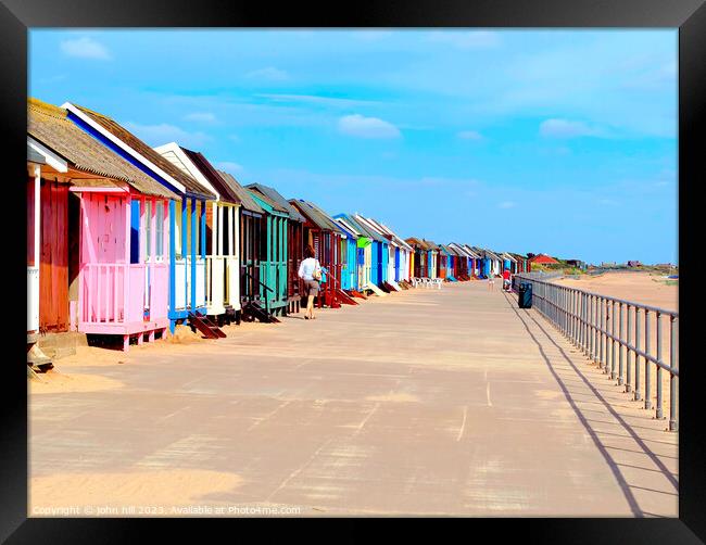 Beach huts, Sutton-on-sea, promenade. Framed Print by john hill