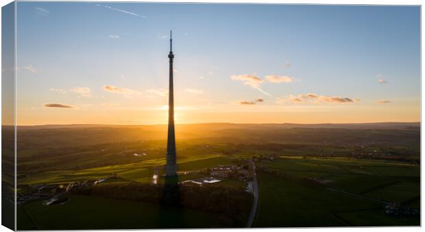 Emley Moor TV Mast Sunset Canvas Print by Apollo Aerial Photography