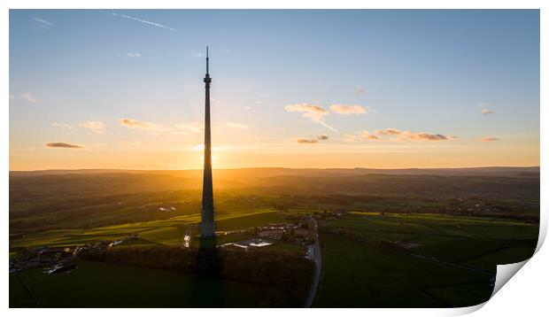 Emley Moor TV Mast Sunset Print by Apollo Aerial Photography