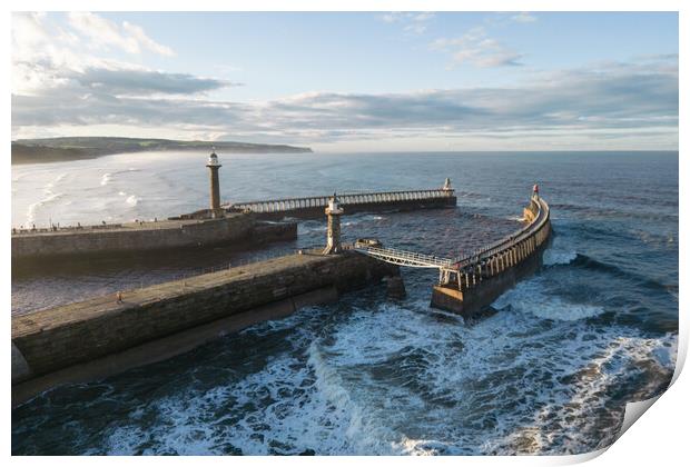 Whitby Harbour Walls Print by Apollo Aerial Photography
