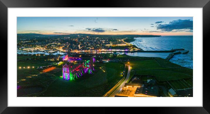 Whitby by Night Framed Mounted Print by Apollo Aerial Photography