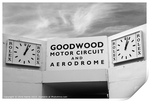   Goodwood Motor Circuit and Aerodrome Print by Chris Harris