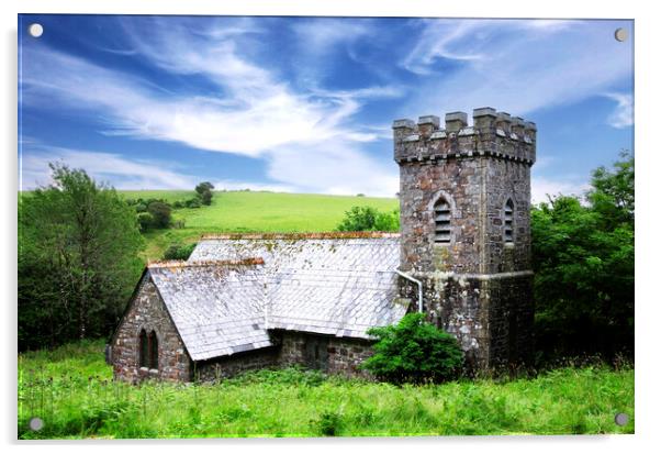 Temple church on  bodmin moor Acrylic by Kevin Britland