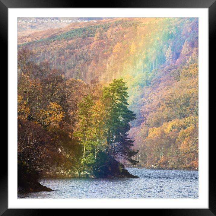 Ellen's Isle rainbow Loch Katrine Framed Mounted Print by Kay Roxby