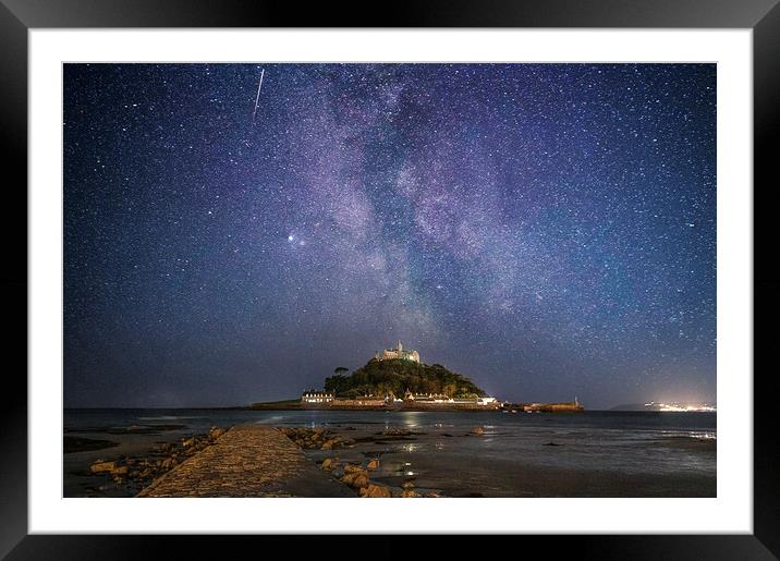 St Michaels Mount under the Milky Way Framed Mounted Print by kathy white