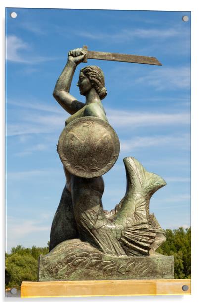 Mermaid Monument In Warsaw Acrylic by Artur Bogacki