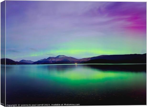 Northern Lights over Loch Lomond Canvas Print by yvonne & paul carroll