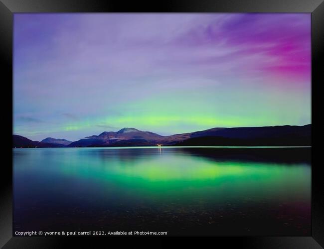 Northern Lights over Loch Lomond Framed Print by yvonne & paul carroll