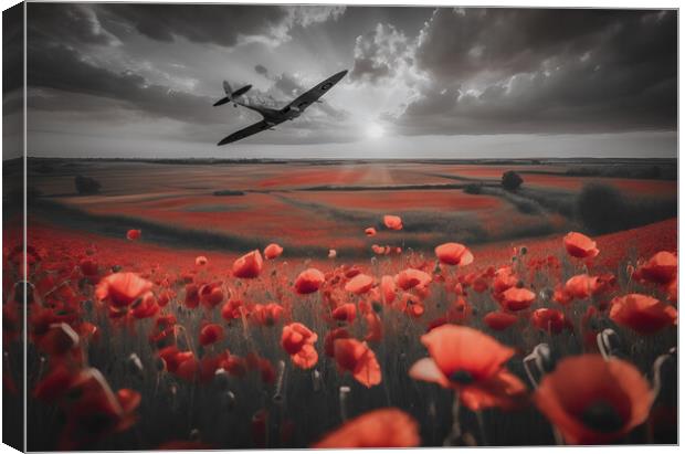Spitfire Running In Red Pop Canvas Print by J Biggadike