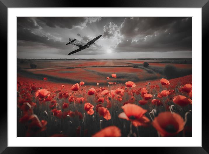 Spitfire Running In Red Pop Framed Mounted Print by J Biggadike