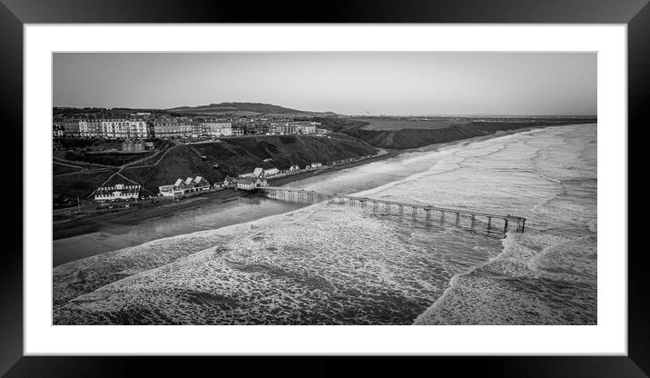 Saltburn Black and White Framed Mounted Print by Apollo Aerial Photography