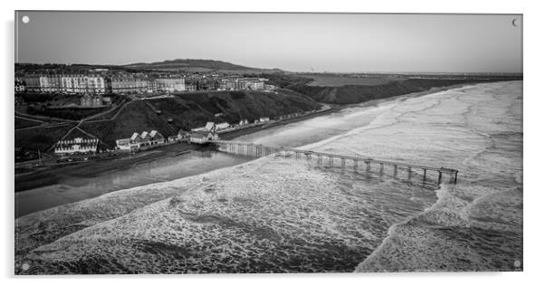Saltburn Black and White Acrylic by Apollo Aerial Photography