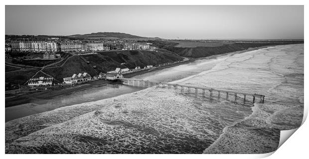 Saltburn Black and White Print by Apollo Aerial Photography