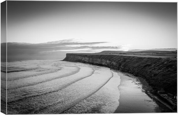 Saltburn Huntcliffe Black and White Canvas Print by Apollo Aerial Photography
