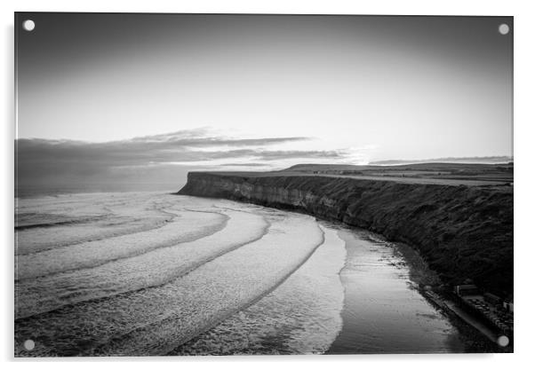 Saltburn Huntcliffe Black and White Acrylic by Apollo Aerial Photography