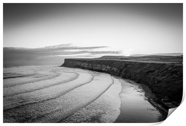 Saltburn Huntcliffe Black and White Print by Apollo Aerial Photography