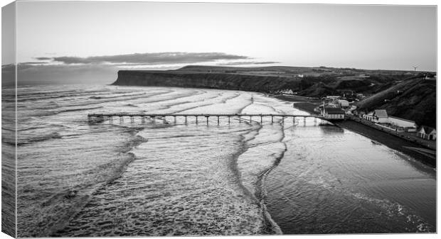 Saltburn Black and White Canvas Print by Apollo Aerial Photography