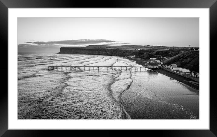 Saltburn Black and White Framed Mounted Print by Apollo Aerial Photography