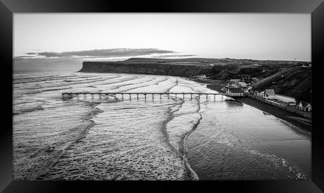 Saltburn Black and White Framed Print by Apollo Aerial Photography