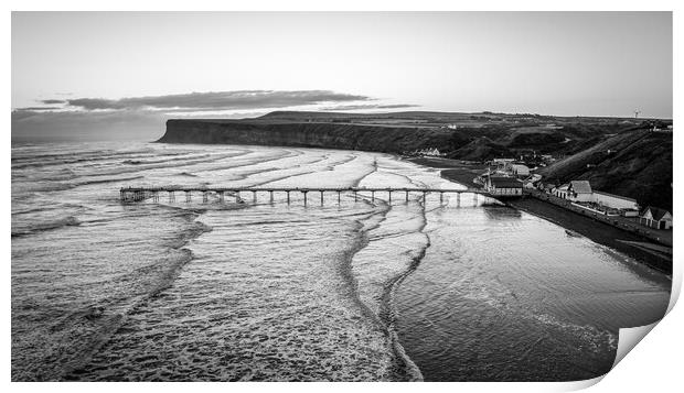 Saltburn Black and White Print by Apollo Aerial Photography