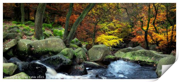 Autumn in Padley Gorge Peak District. Print by Craig Yates