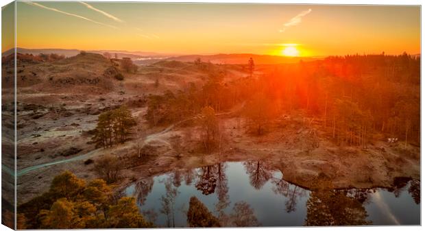 Tarn Hows Sunrise: Lake District Canvas Print by Tim Hill