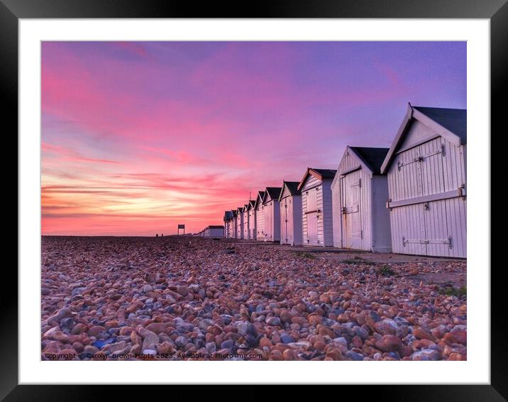 Sunset at the beach huts Framed Mounted Print by Carolyn Brown-Felpts