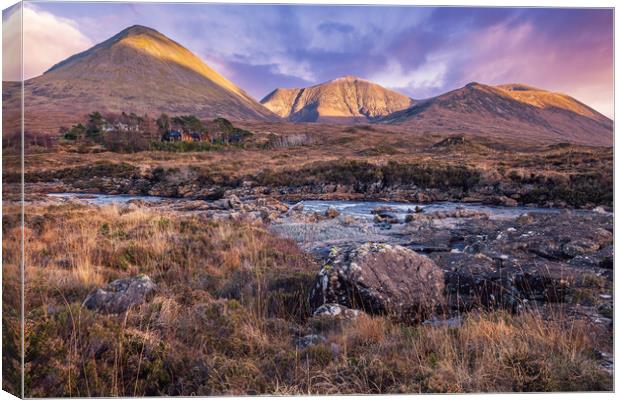 Sligachan River and Red Cuilins Canvas Print by John Frid