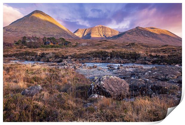 Sligachan River and Red Cuilins Print by John Frid