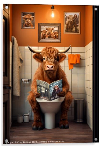 Highland Coo on the Loo Acrylic by Craig Doogan