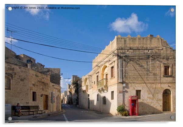 The Cross Roads at Gharb, Gozo Acrylic by Jim Jones