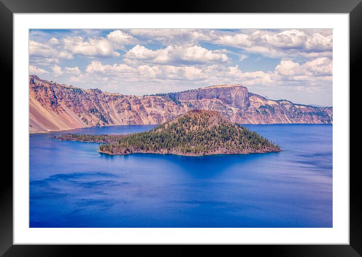 Wizard Island In The Blue Framed Mounted Print by Joseph S Giacalone