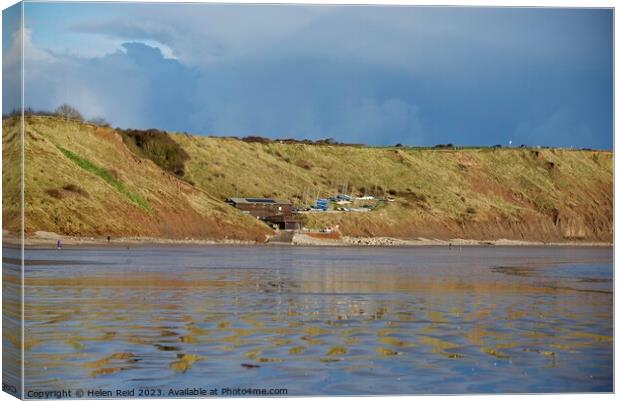 Filey yacht sailing club nestled in the cliffs Canvas Print by Helen Reid