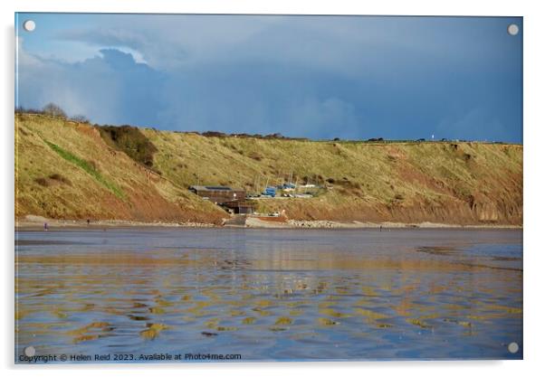 Filey yacht sailing club nestled in the cliffs Acrylic by Helen Reid