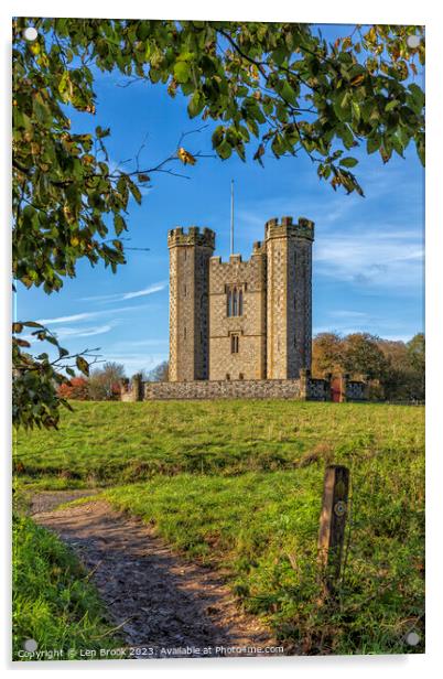 Hiorne Tower, Arundel Acrylic by Len Brook