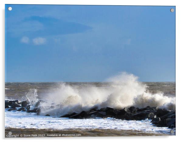 Storm Ciarán at Lyme Regis November 2023 Acrylic by Susie Peek