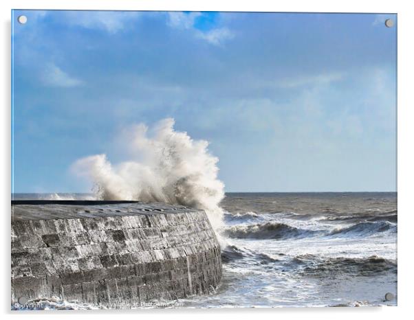 Storm Ciarán at Lyme Regis November 2023 Acrylic by Susie Peek